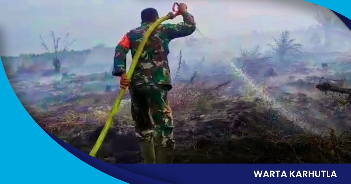 KARHUTLA - Seorang prajurit TNI sedang berusaha memadamkan kebakaran hutan dan lahan di kawasan Rokan Hulu, Riau pada 2023 lalu.